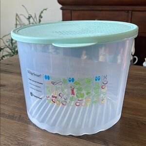 Tupperware FridgeSmart Large Round Clear/Green Container 20 Cup 4.7 L 3998A-1